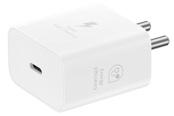 Samsung Original 25W USB Type-C Travel Adaptor Without Cable for Google Pixel, Xiaomi, Motorola, iPhone, Samsung Galaxy Tab S/A Series, Galaxy S10/M54/M55/A80/A90/S25/S24, White