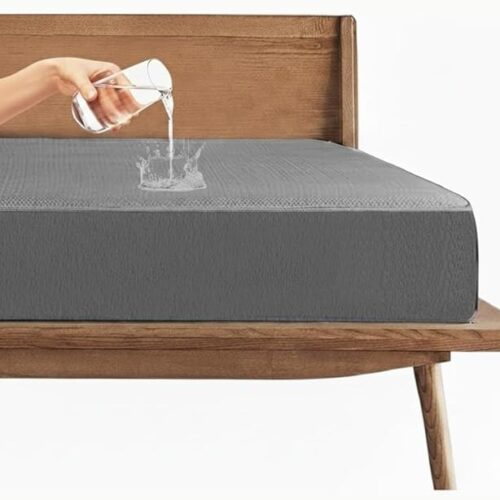 Trance 100% Waterproof Premium Mattress Protector for Double Bed King Size 78x72 Inches | Cotton Feel Mattresses Cover | Elastic Fitted | Fits Upto 10 Inch | Bed Protector Cover (78"x72" King Grey)