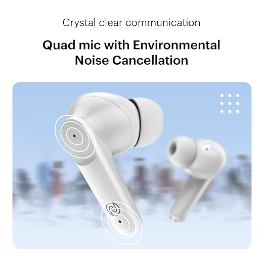 Noise Buds VS104 Truly Wireless Earbuds Noise Buds VS104 Truly Wireless Earbuds with 45H of Playtime, Quad Mic with ENC, Instacharge(10 Min=200 Min), 13Mm Driver, Low Latency, BT V5.2 (Snow White)