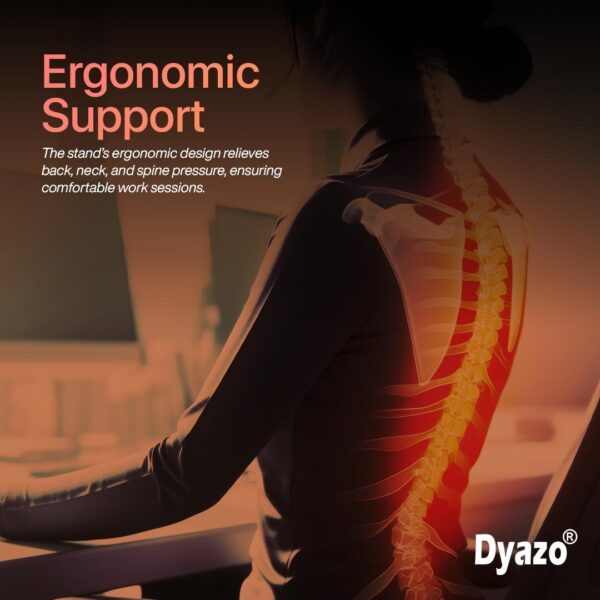 Dyazo 6 Angles Adjustable Aluminum Ergonomic Foldable Portable Tabletop Laptop/Desktop Riser Stand Holder Compatible for MacBook, HP, Dell, Lenovo & All Other Notebook (Silver)
