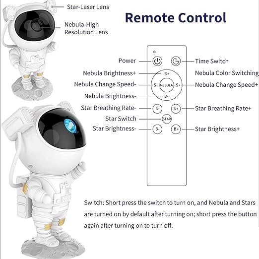 One94Store Astronaut Galaxy Projector Night Light – 360° Rotating Nebula Star Projector with Remote Control, Timer & Adjustable Head – Space Lamp for Kids’ Bedroom, Gifts, Gaming Room, Home & Décor