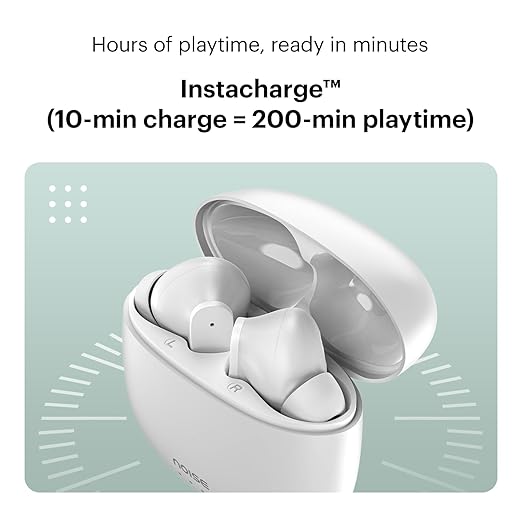 Noise Buds VS104 Truly Wireless Earbuds Noise Buds VS104 Truly Wireless Earbuds with 45H of Playtime, Quad Mic with ENC, Instacharge(10 Min=200 Min), 13Mm Driver, Low Latency, BT V5.2 (Snow White)