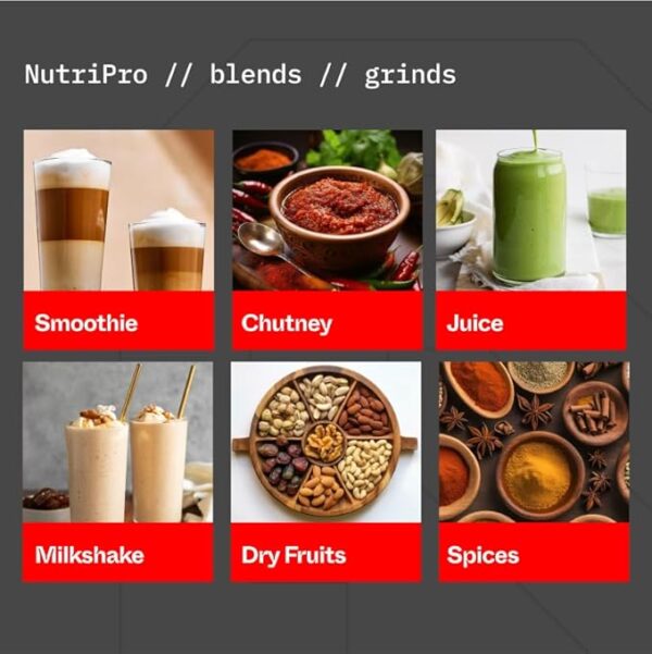 NutriPro Juicer Mixer Grinder NutriPro Juicer Mixer Grinder - Smoothie Maker - 500 Watts (2 Jars & 1 Blade, Silver) - 2 Year Warranty