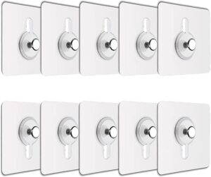 JIALTO Plastic 10 Pcs Self Adhesive Wall Hooks - Heavy Duty Transparent Hook for Photo Frames, Wall Clocks, Keys - No Damage, Easy Installation