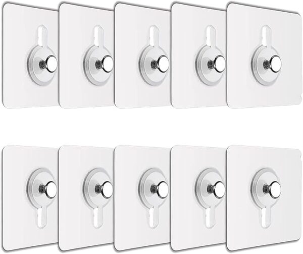 JIALTO Plastic 10 Pcs Self Adhesive Wall Hooks - Heavy Duty Transparent Hook for Photo Frames, Wall Clocks, Keys - No Damage, Easy Installation