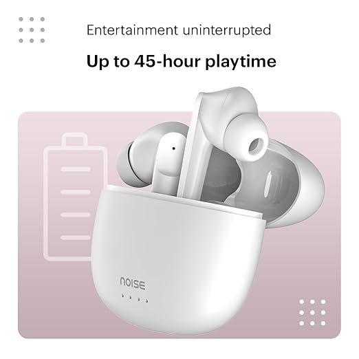 Noise Buds VS104 Truly Wireless Earbuds Noise Buds VS104 Truly Wireless Earbuds with 45H of Playtime, Quad Mic with ENC, Instacharge(10 Min=200 Min), 13Mm Driver, Low Latency, BT V5.2 (Snow White)
