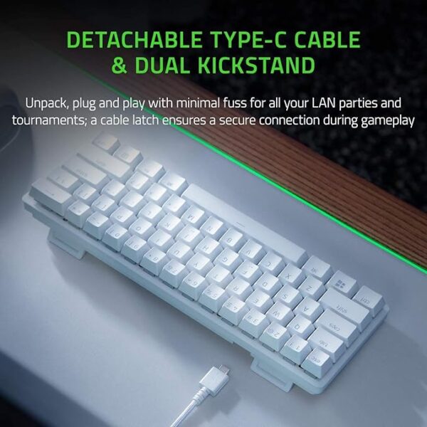 Razer Huntsman Mini - Mercury Edition - 60% Optical Gaming Keyboard (Clicky Purple Switch) - FRML Packaging